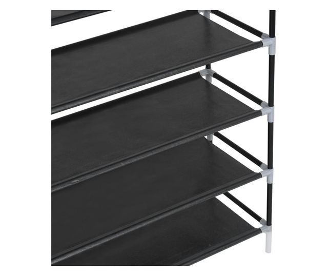Polica za cipele s 10 polica, Metal i netkani tekstil Crna