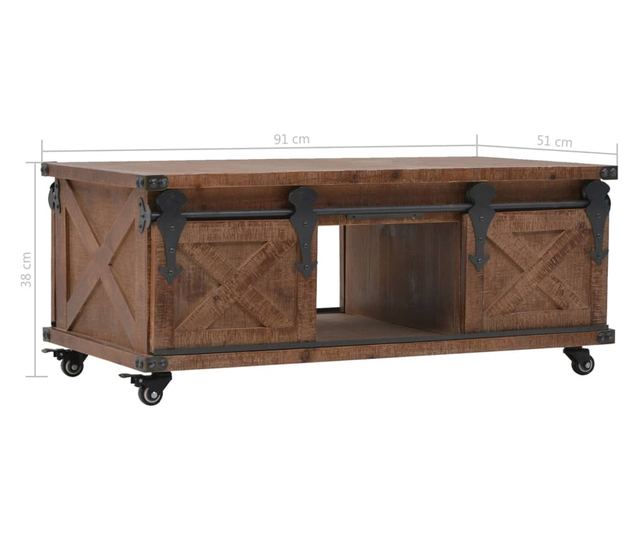 Stolić za kavu, masivno drvo jele, 91 x 51 x 38 cm, smeđa