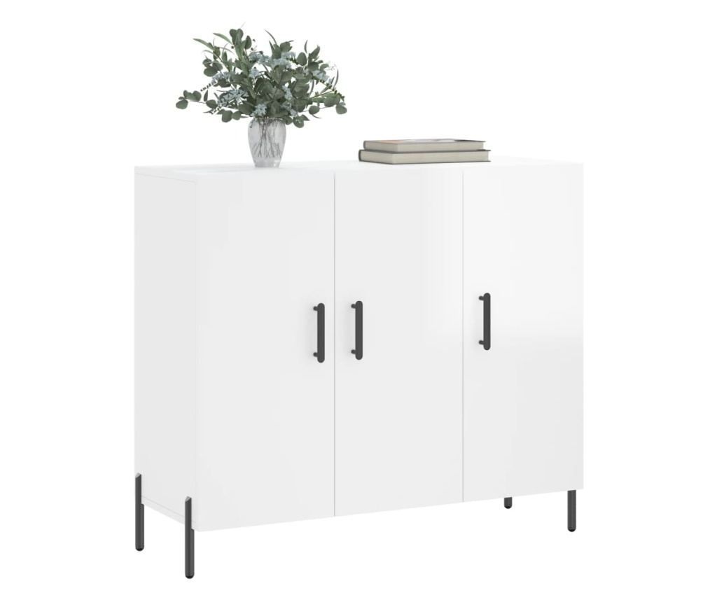 Kredenca, ekstra sjajna bijela, 90x34x80 cm, kompozitno drvo - 3