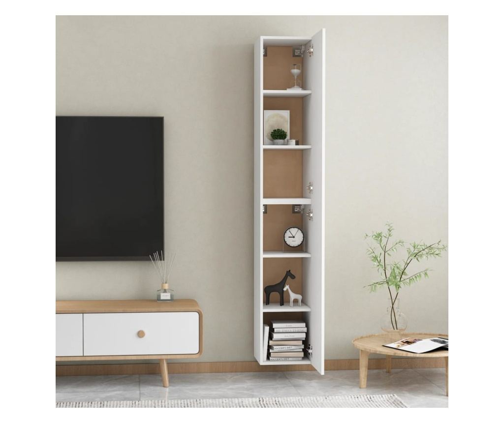 TV komode, 2 kom., bijela, 30,5x30x90 cm, iverica - 12