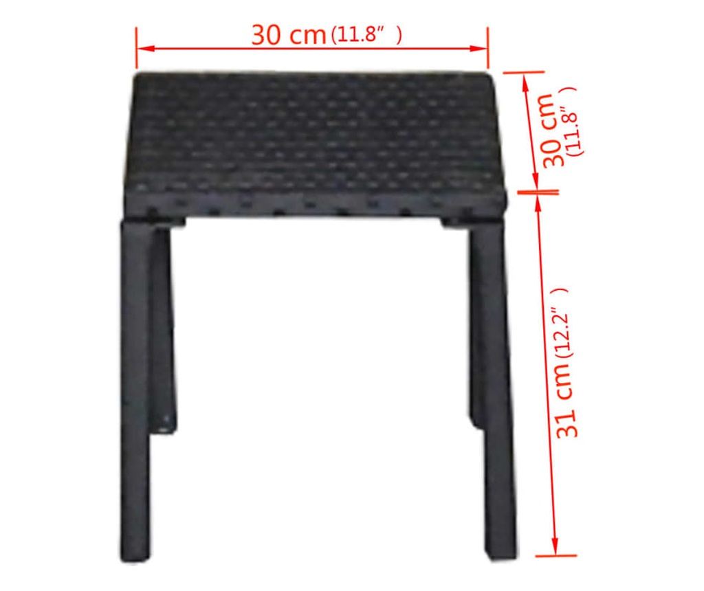 Ležalniki za plažo s mizo, črni, poliratan - 7