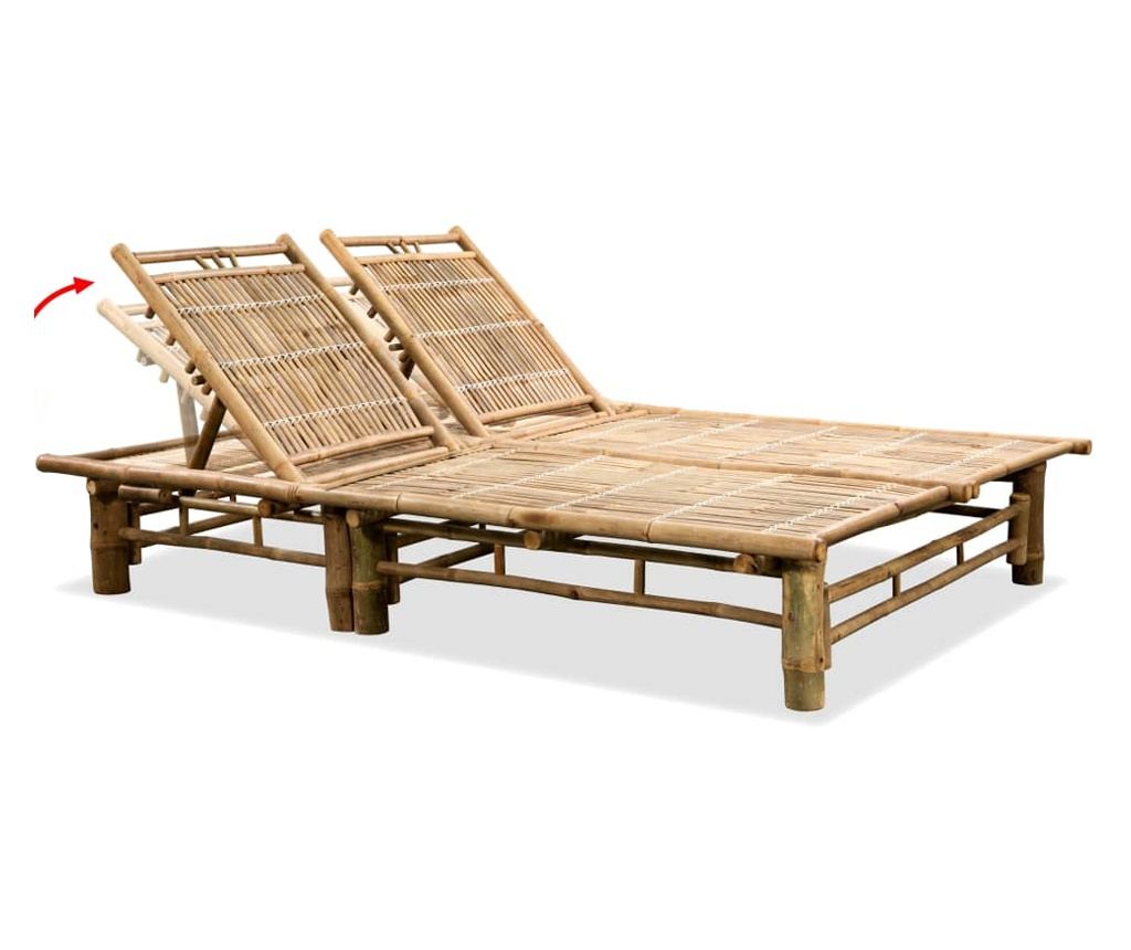 Ležalnik za plažo za 2 osebi, bambus - 4