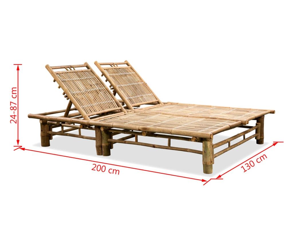 Ležalnik za plažo za 2 osebi, bambus - 7
