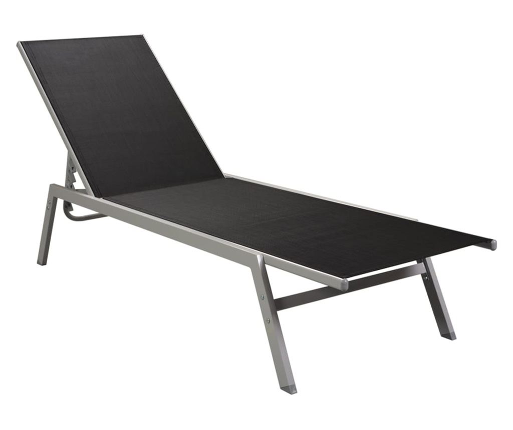 Ležalnik za plažo, črn, jeklo in tekstilena - 2