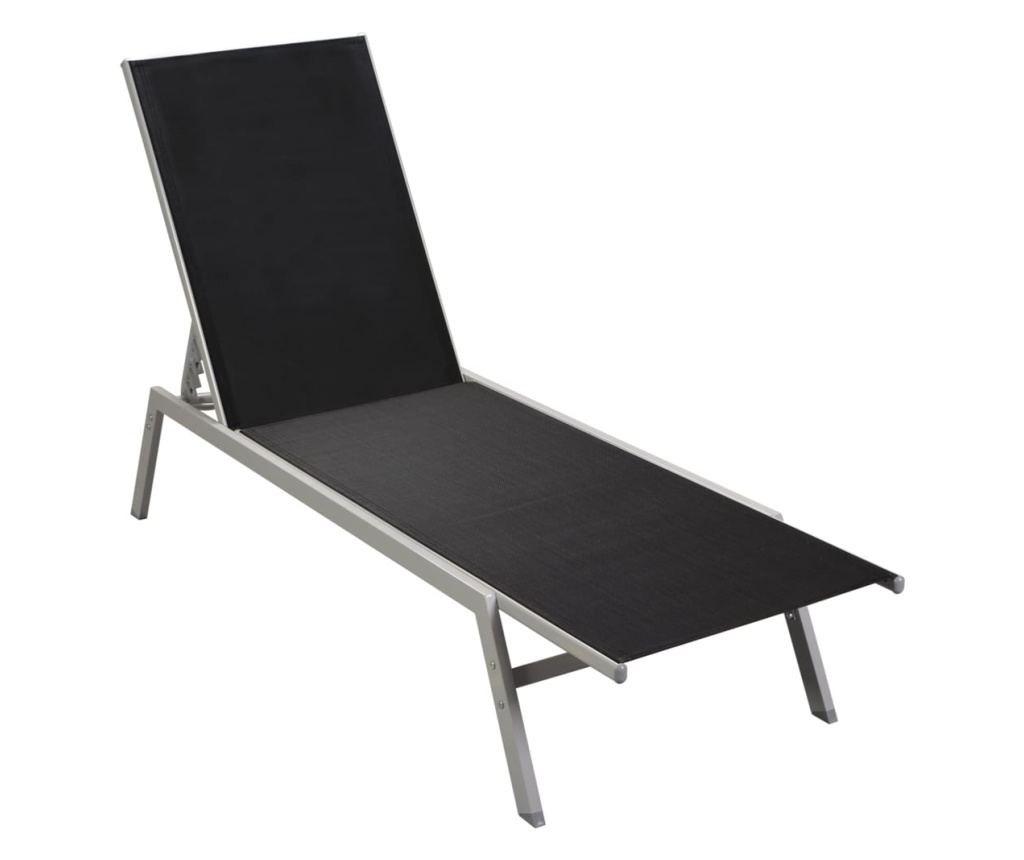 Ležalnik za plažo, črn, jeklo in tekstilena - 3