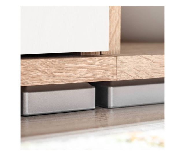 Namještaj za dnevni boravak, TV prostor, LED svjetla, Sonoma hrast i bijela