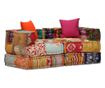 Modular 2-Seater Patchwork Fabric Pouf Sofa