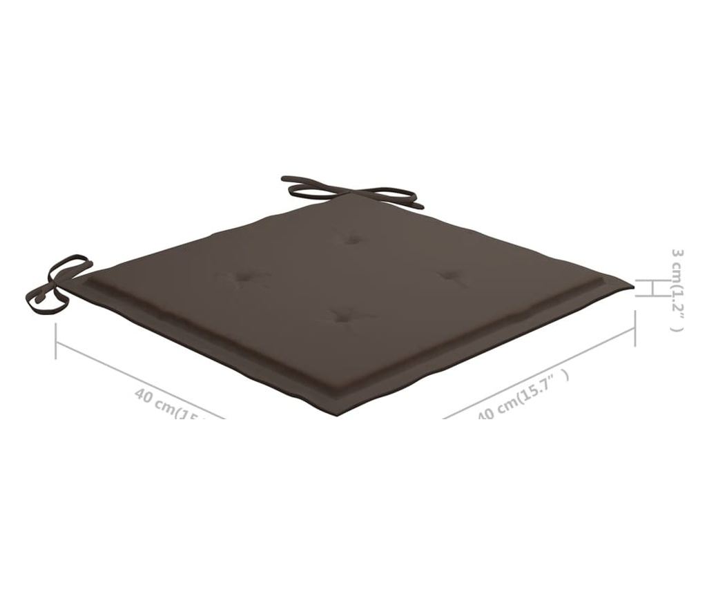 Градински столове с възглавници в цвят таупе сиво, 4 бр., масивна тикова дървесина - 12