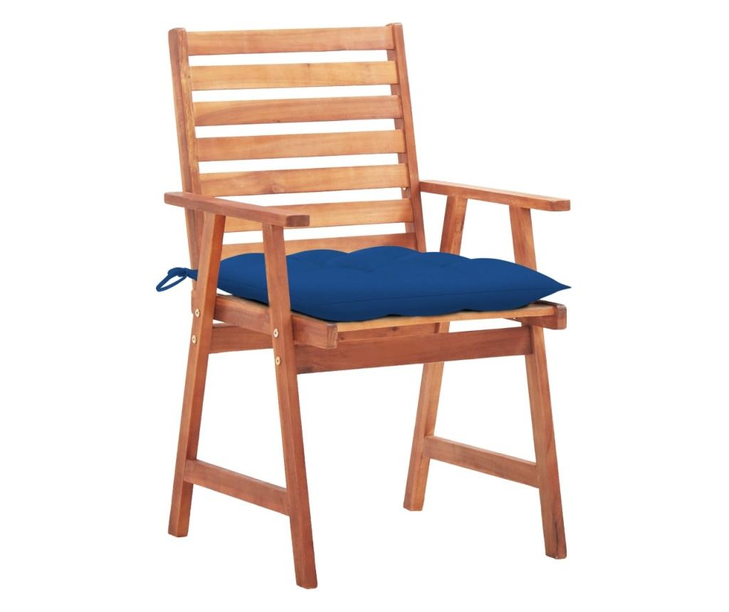 Външни столове с възглавници, 3 бр., Масивна акациева дървесина - 2