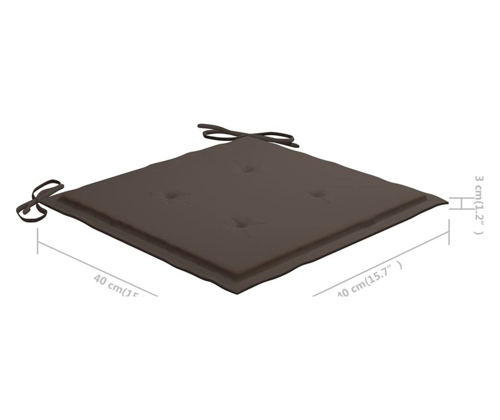 Градински столове с възглавници в цвят таупе сиво, 3 бр., Масивно дърво тиково дърво - 12