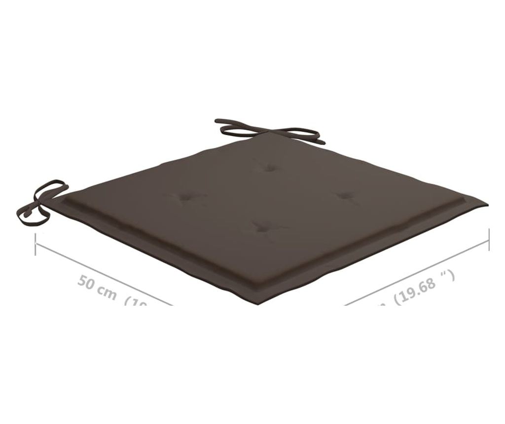 Градински столове с възглавници в цвят таупе, 2 бр., Масивно тиково дърво - 12