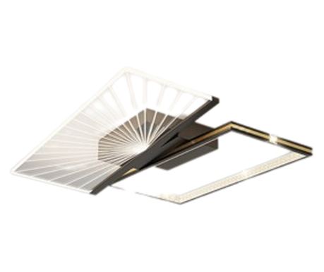 Lustra LED RFAN, Model R9074/2, Cu Telecomanda, 3 Tipuri De Lumina, Intensitate Reglabila, 38W, Negru/Auriu