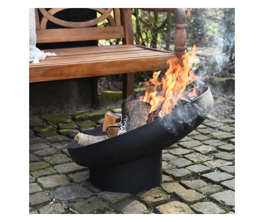 Esschert Design Nagnuta vatrena posuda, crna, čelik FF402 - 7