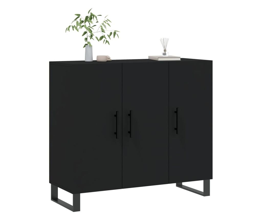 Ormarić za pohranu, crna, 90x34x80 cm, kompozitno drvo - 3