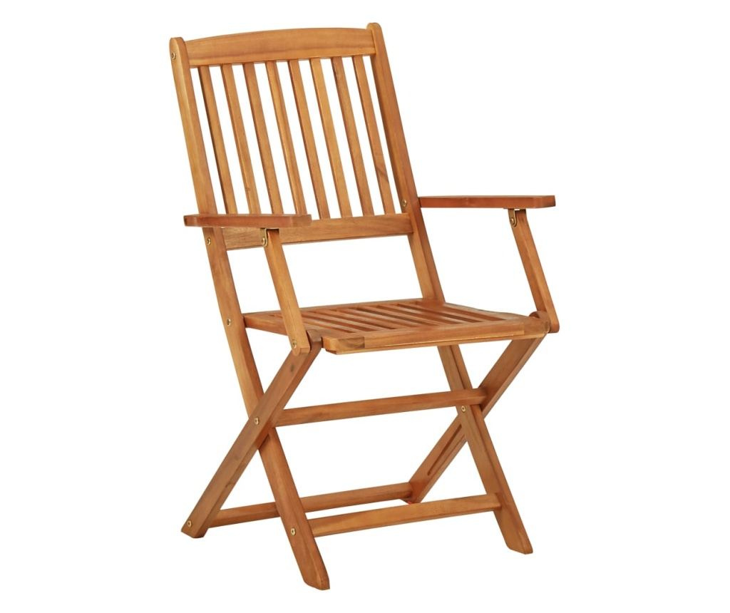 Skládací bistro set, 3 kusy, masivní akáciové dřevo - 8