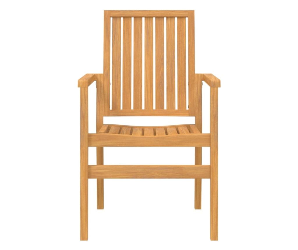 Комплект градински мебели за хранене, масивна тикова дървесина, 5 части - 5