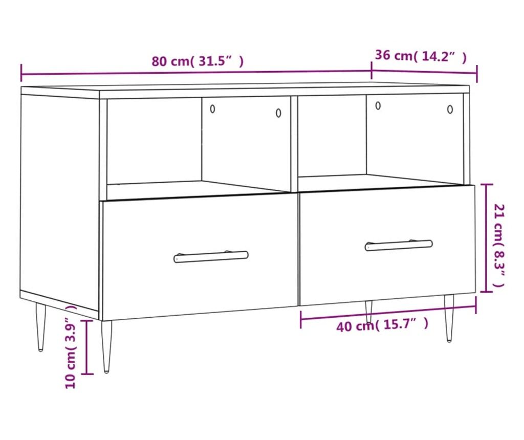 TV komoda, crna, 80x36x50 cm, obrađeno drvo - 12