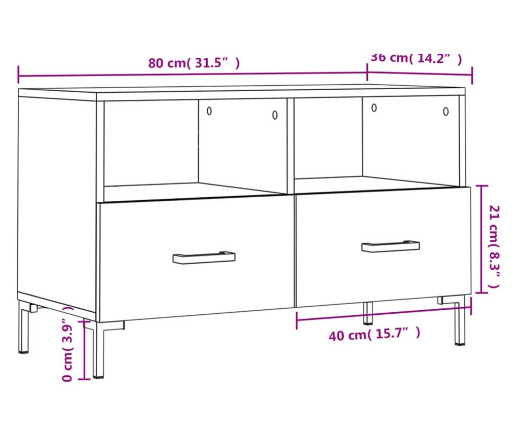 TV komoda, crna, 80x36x50 cm, obrađeno drvo - 12
