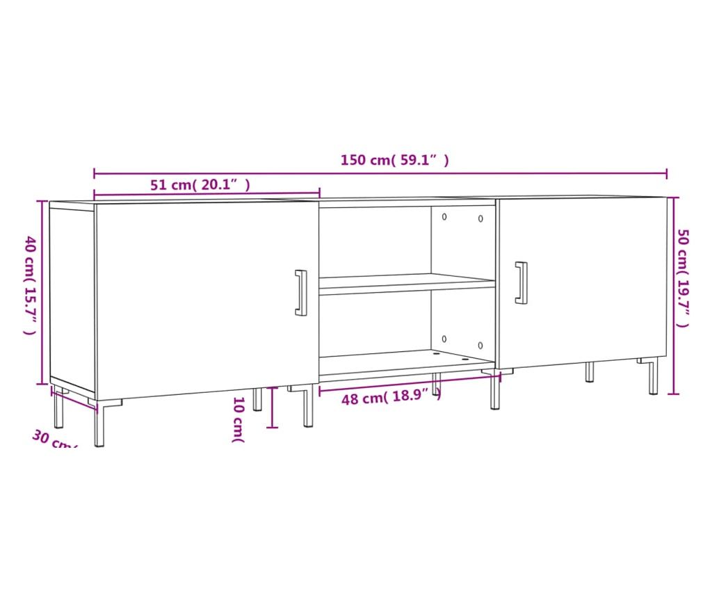 TV komoda, bijela visokog sjaja, 150x30x50 cm, kompozitno drvo - 12