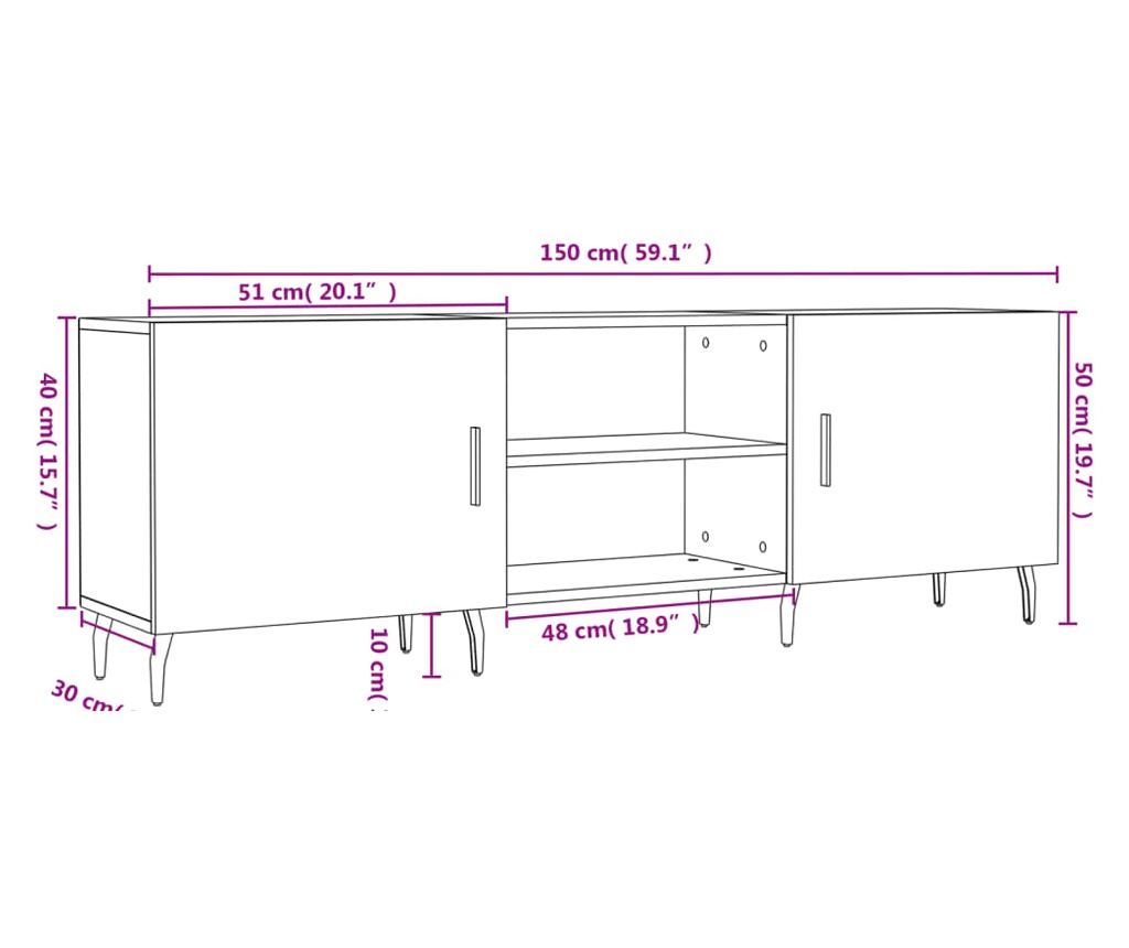 TV komoda, siva beton, 150x30x50 cm, kompozitno drvo - 12