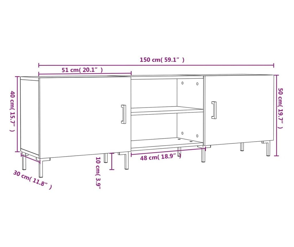 TV komoda, dimljeni hrast, 150x30x50 cm, kompozitno drvo - 12