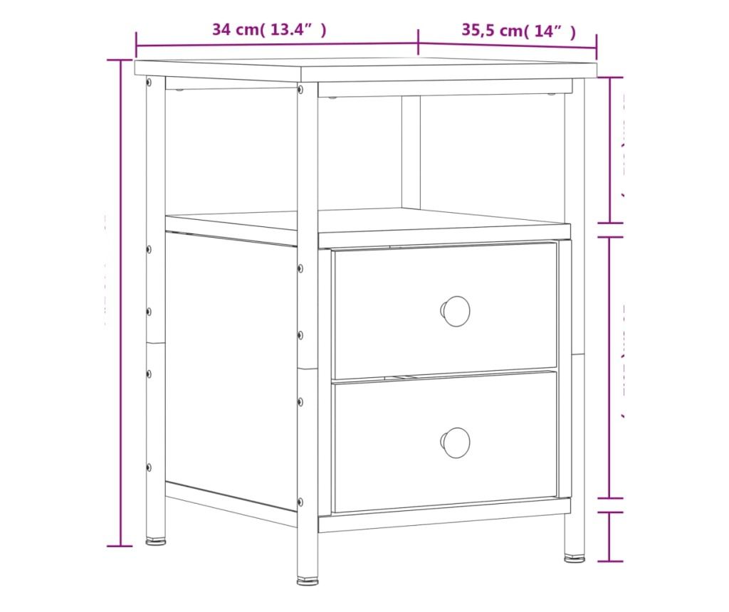Noćni ormarići, 2 kom., sonoma hrast, 34x35,5x50 cm, kompozitno drvo - 12