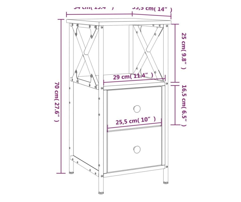 Noćni ormarići, 2 kom., dimljeni hrast, 34x35,5x70 cm, kompozitno drvo - 12