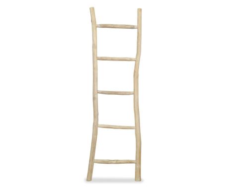 Scară prosoape cu 5 trepte, tec, 45 x 150 cm, natural