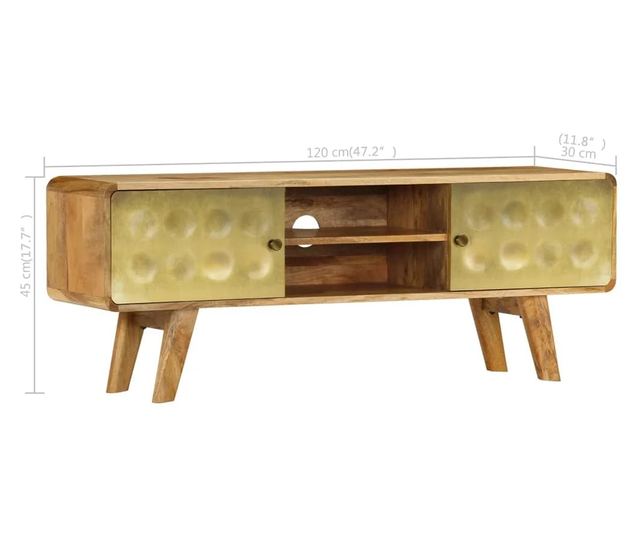 TV komoda, 120 x 30 x 45 cm, masivno drvo manga