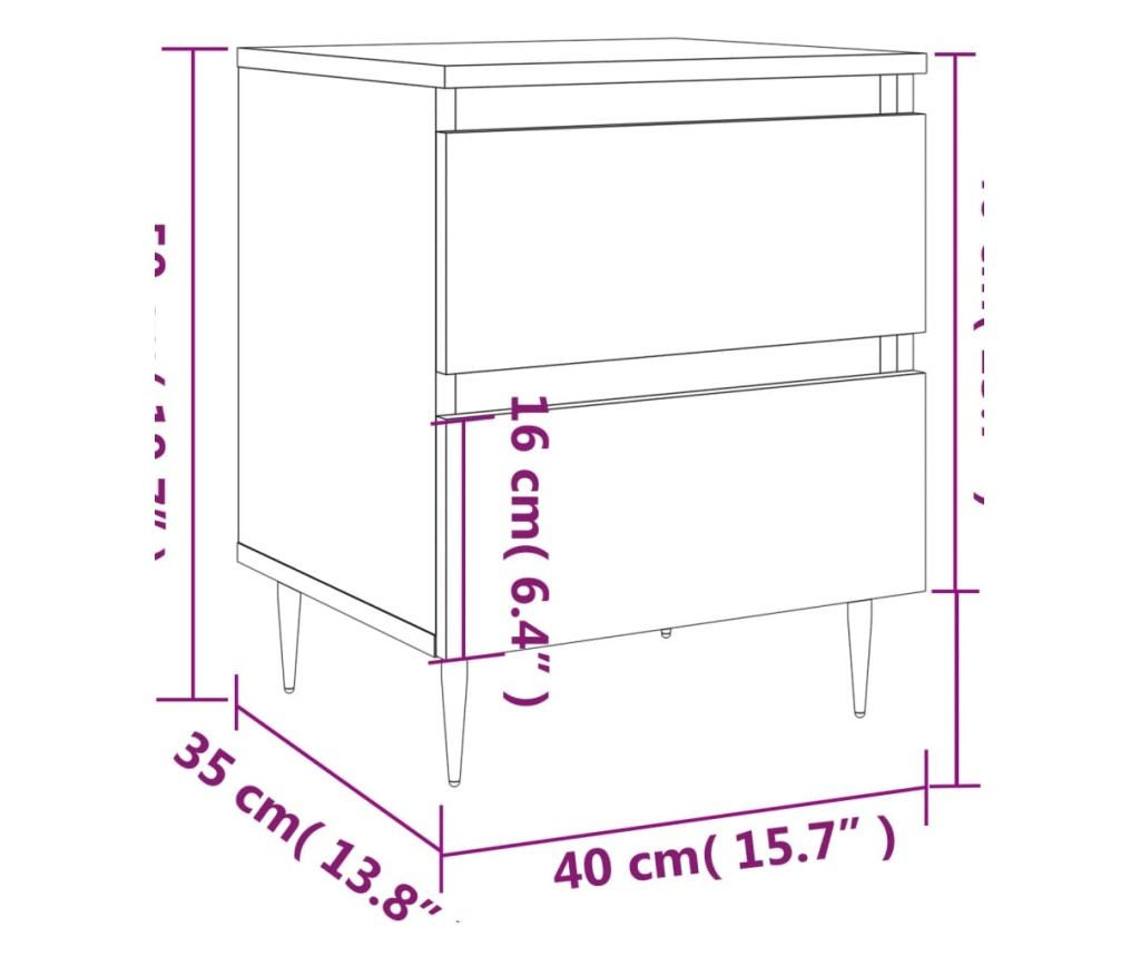 Noćni ormarić, sonoma hrast, 40x35x50 cm, kompozitno drvo - 11