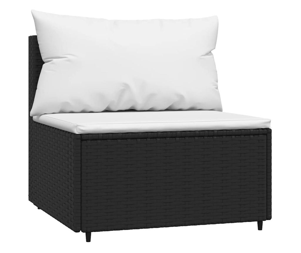 Vrtna garnitura s jastucima, 3 komada, crna, poli ratan - 4