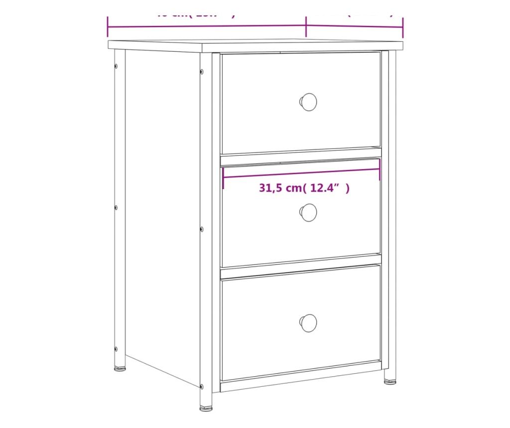 Noćni ormarići, 2 kom, smeđi hrast, 40x36x60 cm, konstruirano drvo - 12