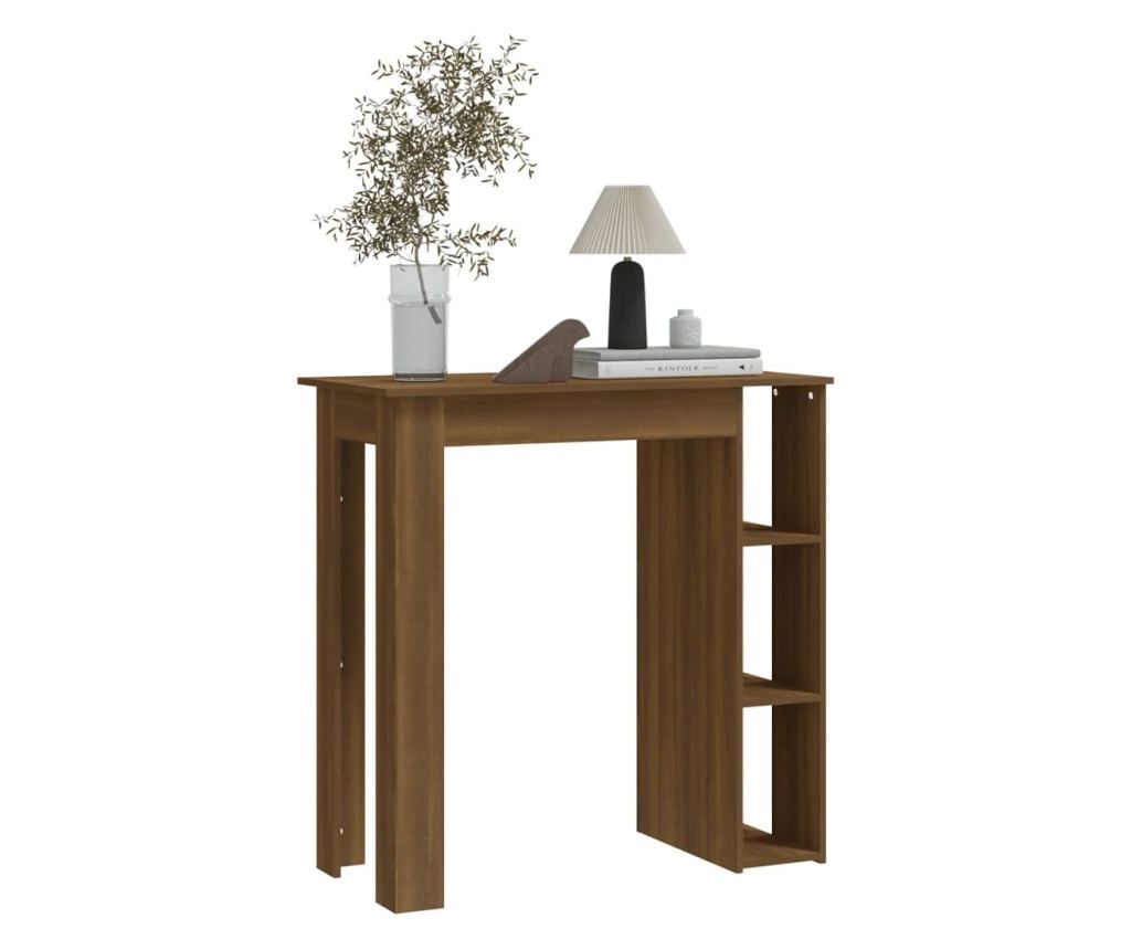 Τραπέζι μπαρ με ράφι, καφέ δρυς, 102x50x103,5 εκ., μοριοσανίδα - 4
