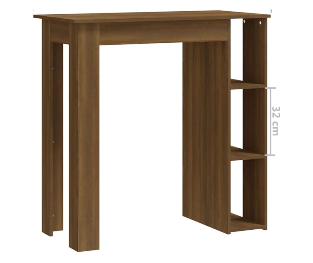 Τραπέζι μπαρ με ράφι, καφέ δρυς, 102x50x103,5 εκ., μοριοσανίδα - 6