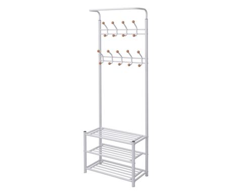 Cuier cu rafturi pentru pantofi, 68 x 32 x 182,5 cm, alb