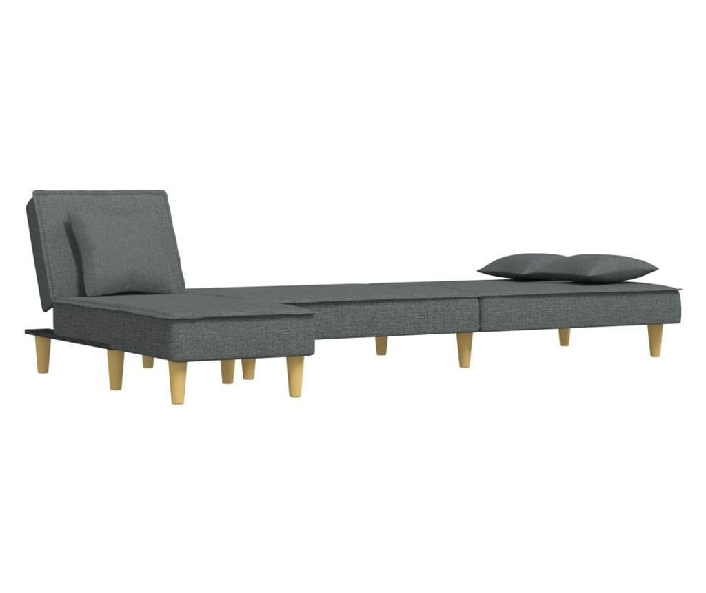 L-образен разтегателен диван сив 255x140x70 см текстил - 4