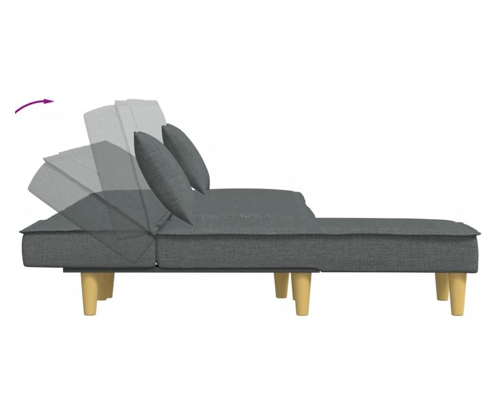 L-образен разтегателен диван сив 255x140x70 см текстил - 6
