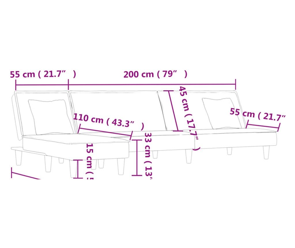 L-образен разтегателен диван сив 255x140x70 см текстил - 11