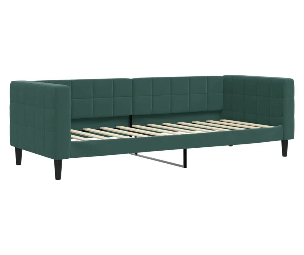 Daybed με επέκταση και στρώματα σκούρο πράσινο 80x200 εκ. βελούδο - 4
