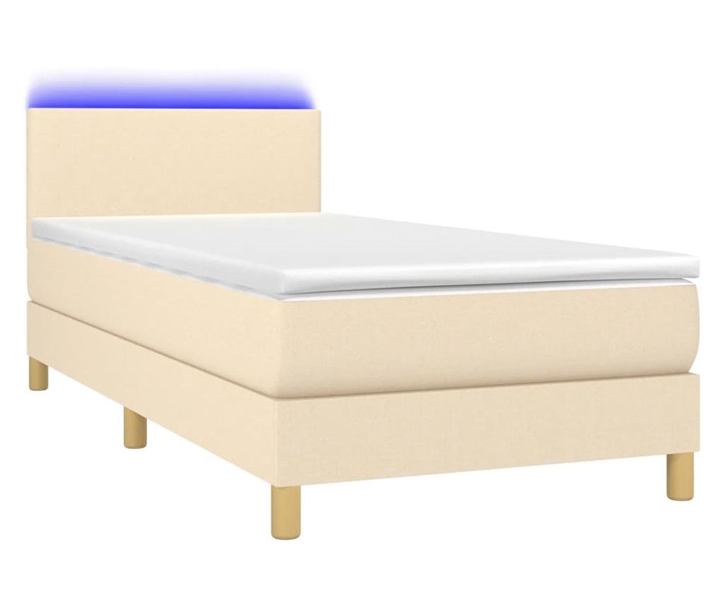 Okvir za krevet s madracem i LED rasvjetom, krem, 90x190 cm, tekstil - 2