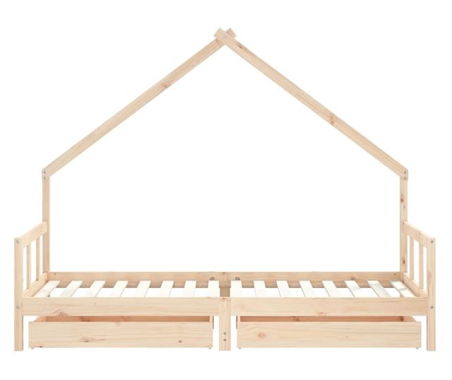 Παιδικό Κρεβάτι με Συρτάρια, 90x200 εκ., από Μασίφ Ξύλο Πεύκου