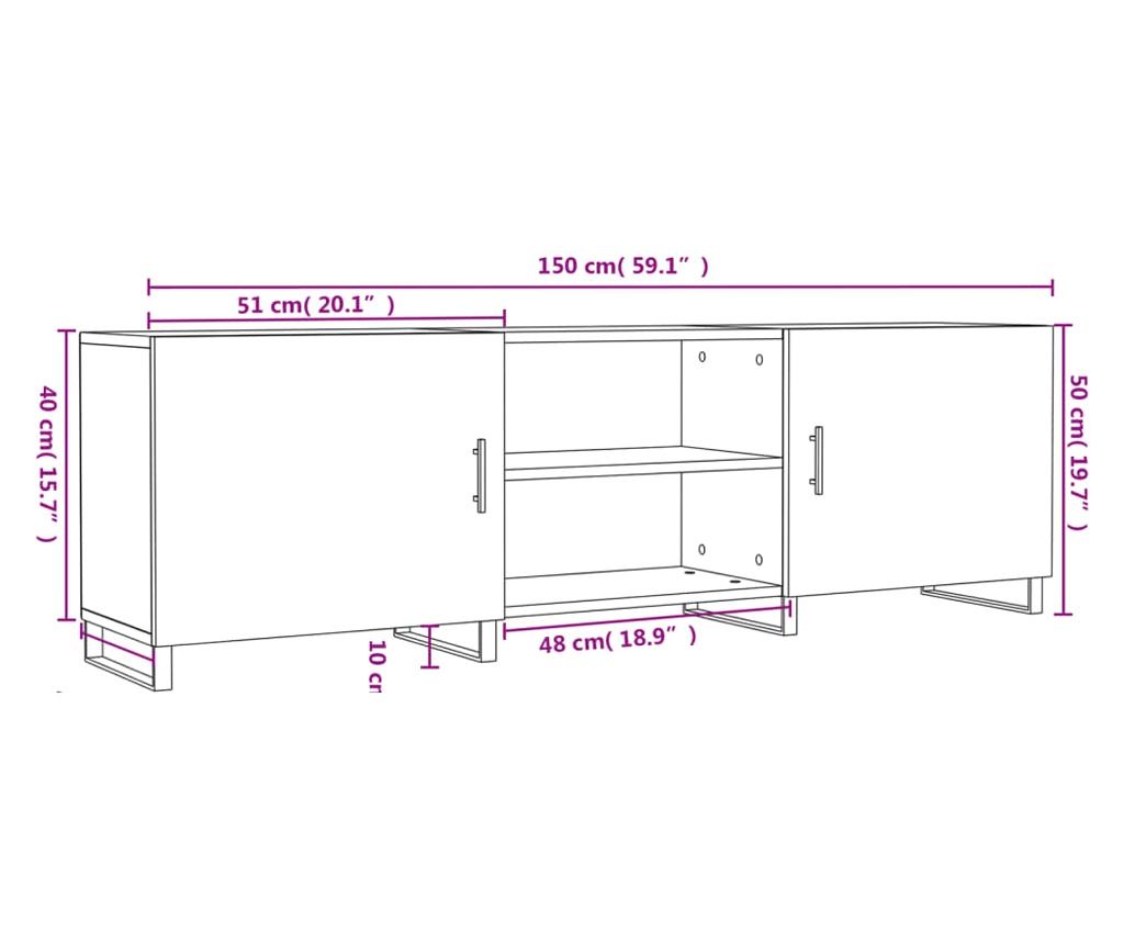 TV komoda, crna, 150x30x50 cm, kompozitno drvo - 12