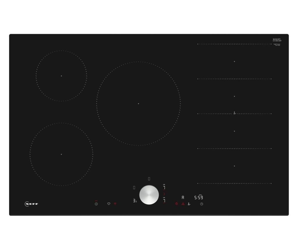 Neff T68FTV4L0 N 90 Plită inteligentă cu inducție, 5 zone, 7400 W - Negru, încorporabilă
