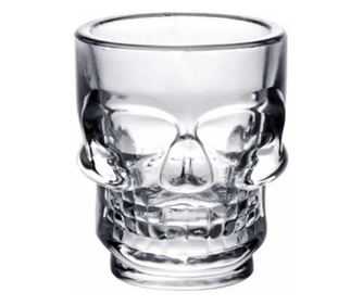 2 db-os üveg felespohár készlet, koponya alakú, 50 ml, Pufo