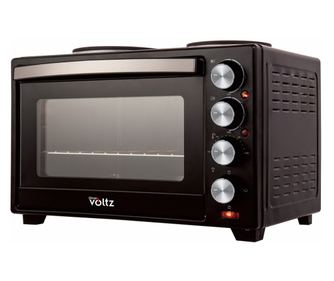 Oliver Voltz OV51441F48 Kis tűzhely, 3200W, 2 főzőlap, 48 L, 100-230C, dupla üvegajtó, világítás, fekete
