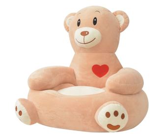 Dětská plyšová židle s medvědím vzorem, hnědá