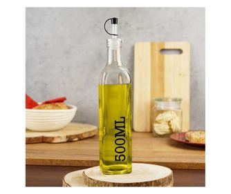 Excellent Houseware olaj-/ecettálaló készlet, üveg/rozsdamentes acél, 6x26 cm, 500 ml, átlátszó