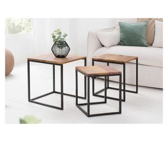 2 darabos dohányzóasztal szett, fa színű