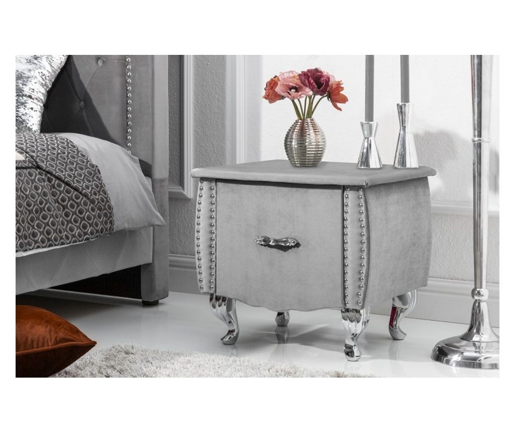 Noptieră, gri și argintie