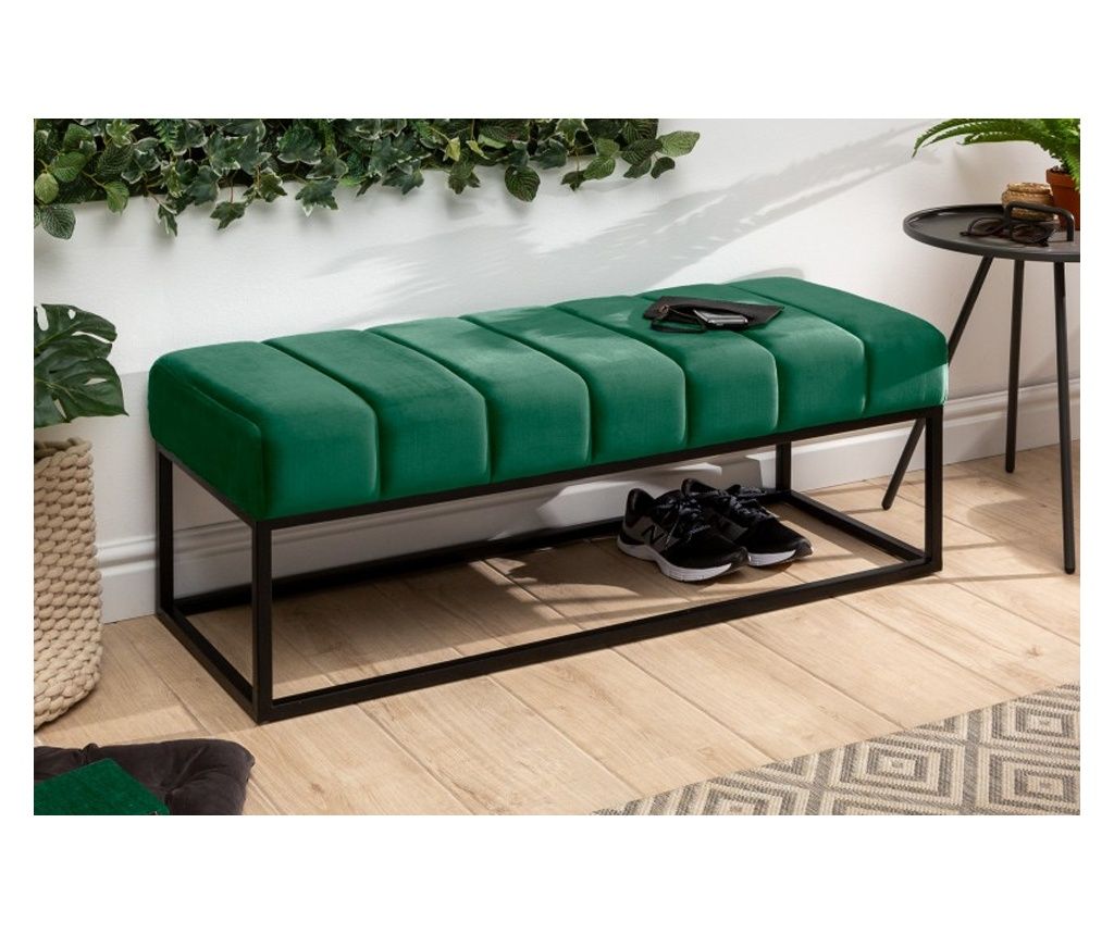 Bancă Vstyle Irresistible 287815, Verde, Negru, Catifea, Metal, Poliester, Material textil